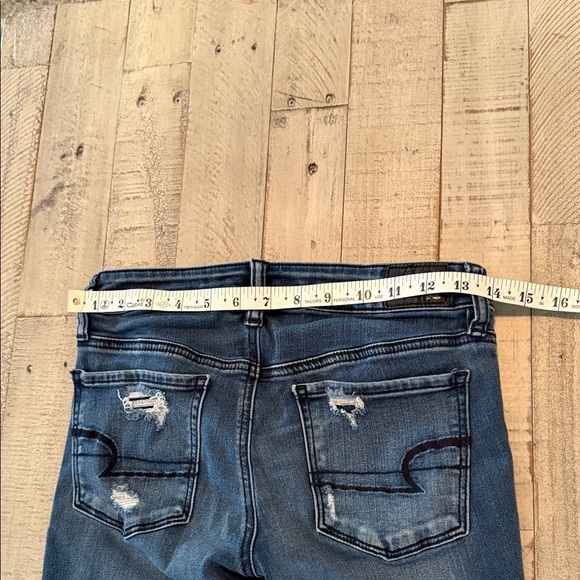 American Eagle Classic Women's Ripped Dark Blue Skinny Stretch Jeans Size 2 - Picture 9 of 10